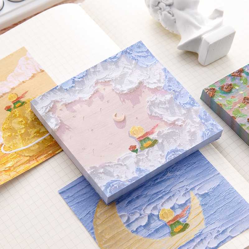 Pequeño príncipe pintura al óleo Post-it sensación 3D pegajosa Benins estilo encantador dibujos animados chica contabilidad creativa de alto valor facial