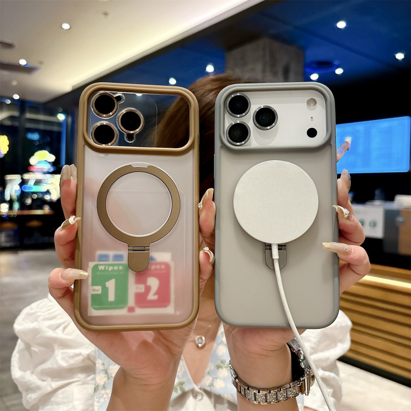 适用iPhone17promax磁吸支架手机壳苹果16肤感磨砂镜头膜保护套15|undefined