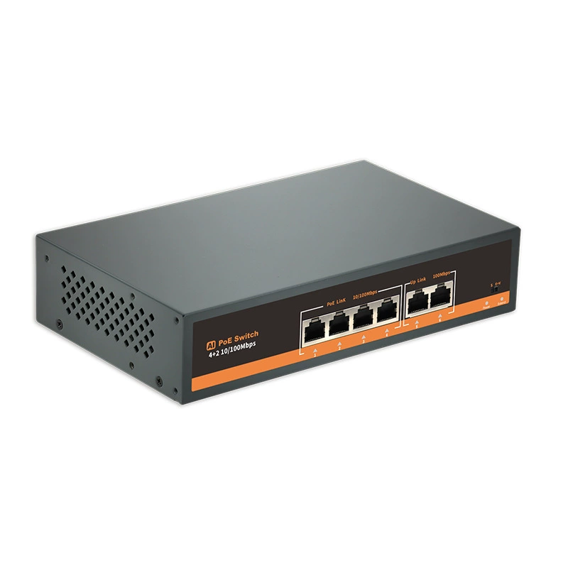 4+2 100M POE коммутатор 52V источник питания высокая мощность может поддерживать передачу на расстояние 250 метров