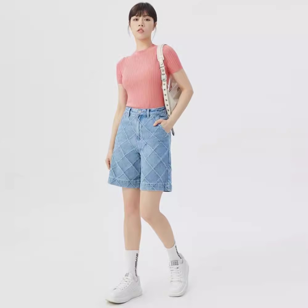 Áo thun nữ cổ tròn tay ngắn chất liệu len lụa rỗng mỏng mùa hè — Màu đen chi tiết 13