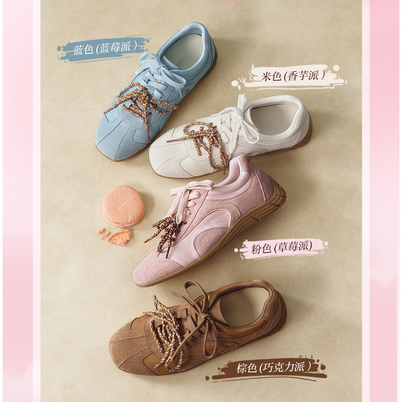 [Strawberry Pie] 2026 Spring New Brown A-Gan Training Shoes for Women, Outdoor Sports Casual Women's Single Shoes, Genuine Leather