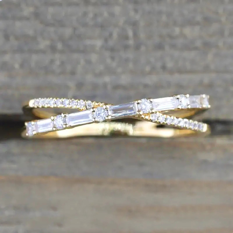 Geometric Pattern Copper Inlay Geometric Zircon Rings