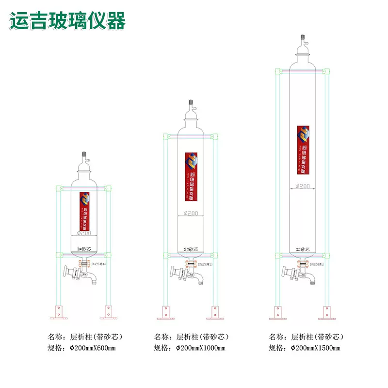 大型翻转玻璃层析柱  常压减压过滤旋转层析柱实验室玻璃砂芯