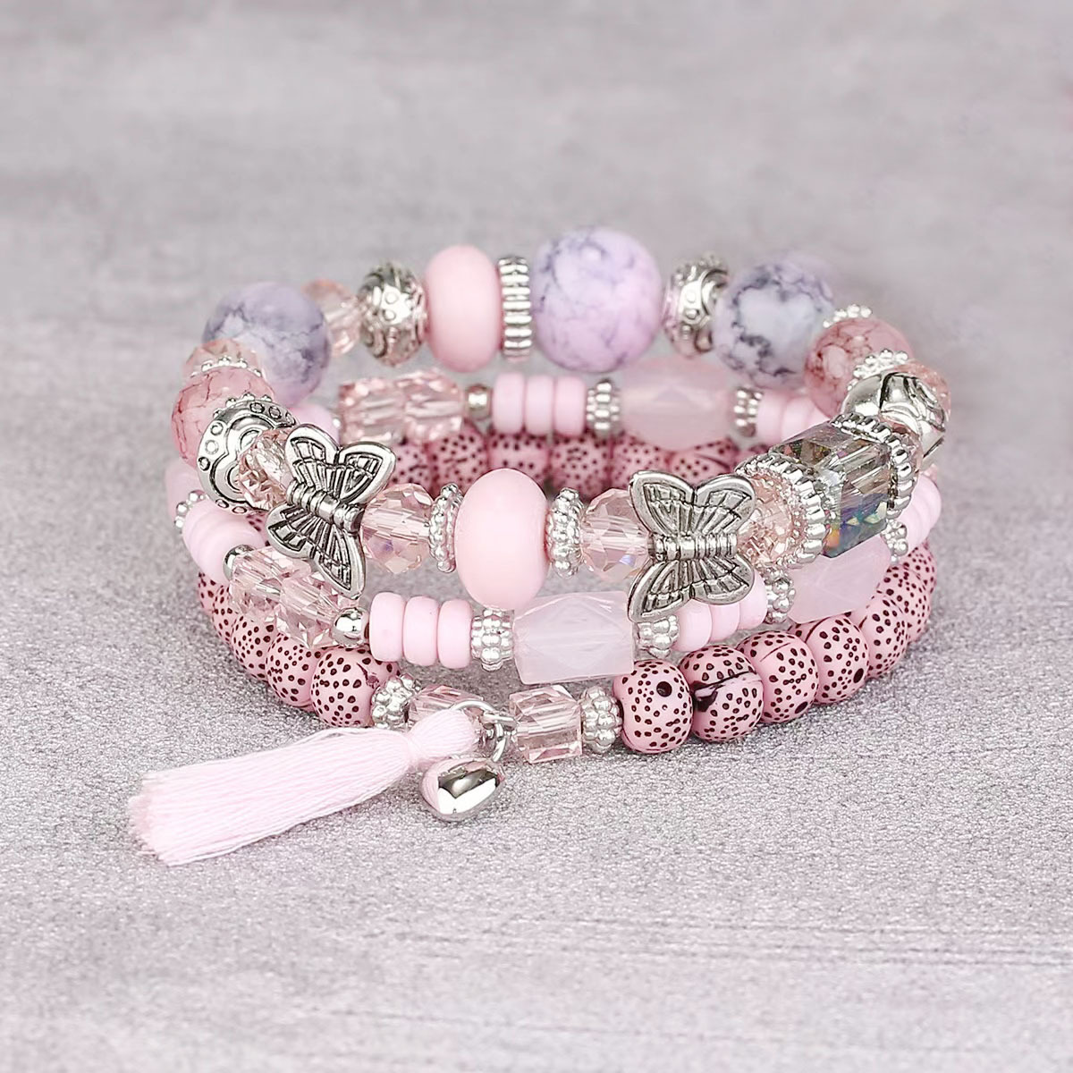 Europa y los Estados Unidos transfronterizos nuevos colgantes de mariposa multicapa de anillo de joyería de mano para mujeres bohemia cuentas pulseras de cristal