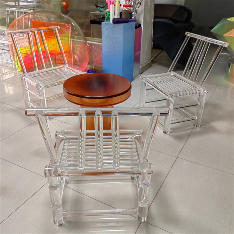 透明亚克力靠背椅酒吧气氛椅有机玻璃家居鞋凳高透明换鞋凳制作