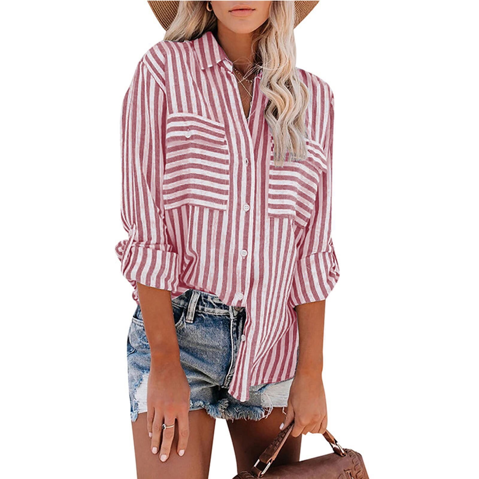 Casual Style Wholesale Women's Casual Stripe Long Sleeve Blouses
