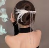 White big hairgrip with tassels, crab pin, hair accessory, 2022 collection