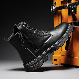 Boots Men's Chelsea Combat Shoes High-Top 2025 New Summer Waterproof Work Boots Side Zipper Boots