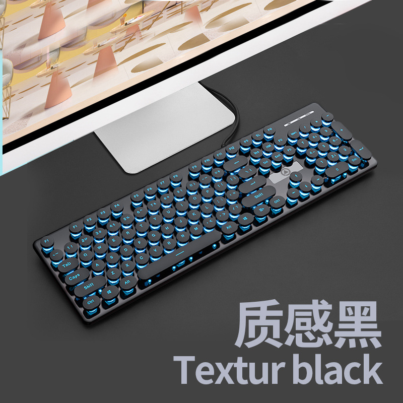 Talla de plata V8 punk mecánico teclado táctil ratón traje luminoso juego de accesorios de computadora al por mayor Amazon transfronteriza