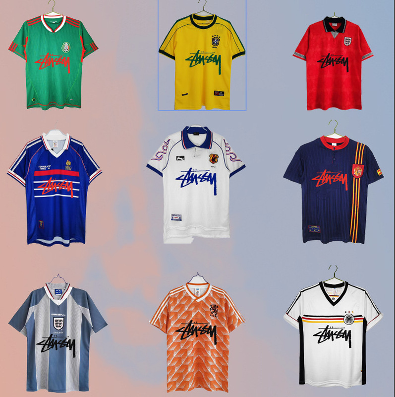 Football Uniforms European Cup Breathable Sweat-Absorbent France German Japan Brazil Spain Football Jersey Classic Retro