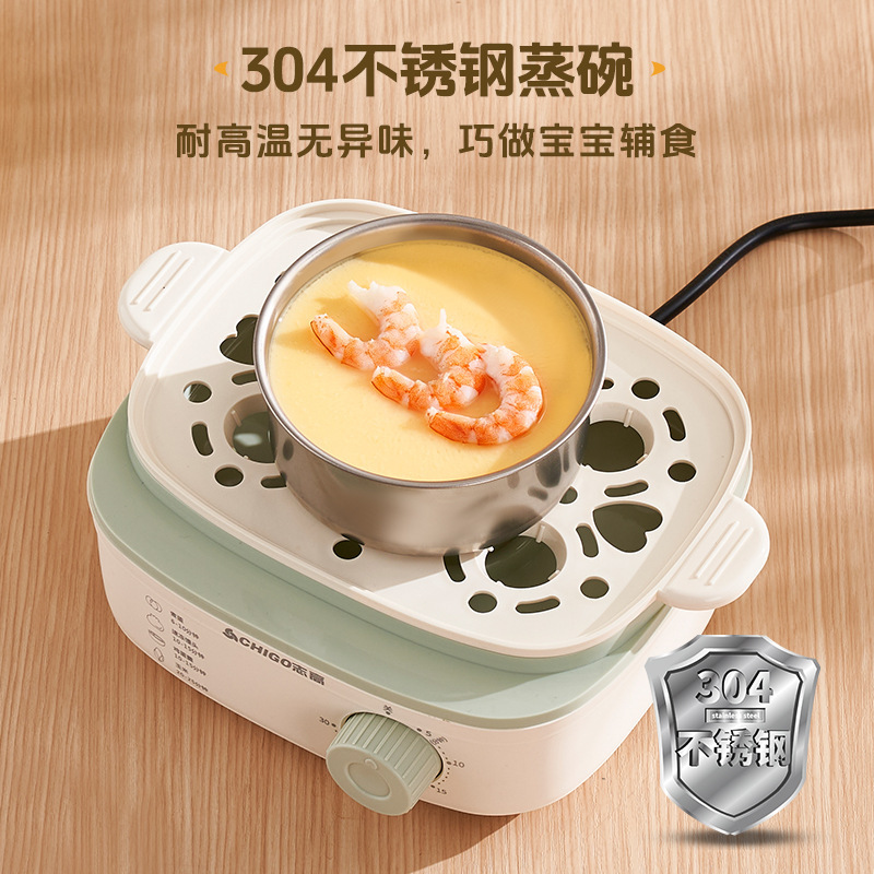 Chigo 電気蒸し器多機能家庭用卵調理器小型ミニ寮タイミング調理卵蒸し器朝食マシン|undefined