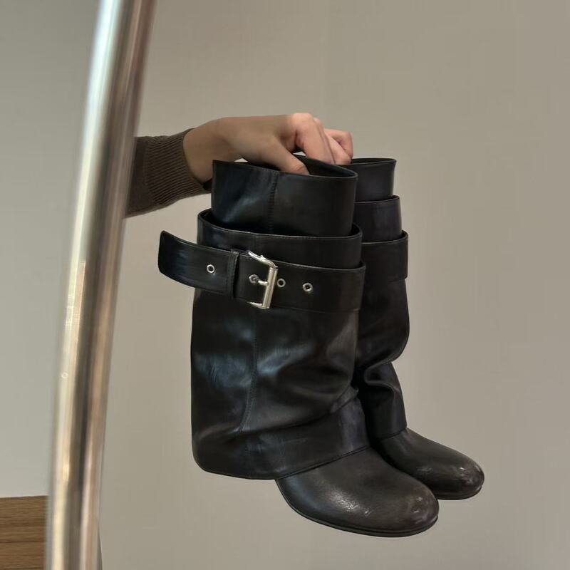 Popular women's shoes, new style, detachable two-way wear, long boots with height-increasing metal accessories, high-end niche thigh-high fashion boots Popular women's shoes, new style, detachable two-way wear, long boots with height-increasing metal accessories, high-end niche thigh-high fashion boots