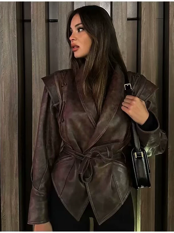 Зимняя женская куртка с поясом, осеннийOversized стиль, цвета темно-коричневый/черный/глубокий серый, размеры S–XL