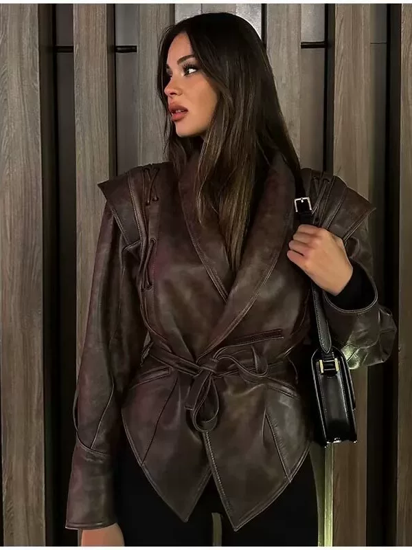 Зимняя женская куртка с поясом, осеннийOversized стиль, цвета темно-коричневый/черный/глубокий серый, размеры S–XL