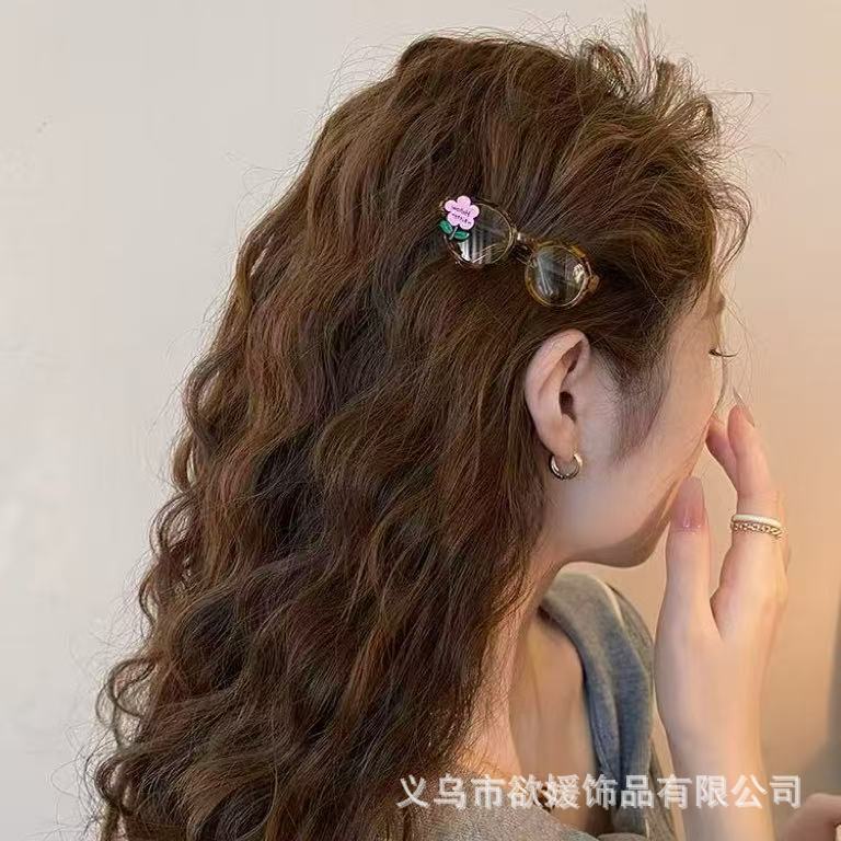 小众私藏~发夹女花朵眼镜边夹2025新款前额刘海夹子一字发卡头饰|undefined