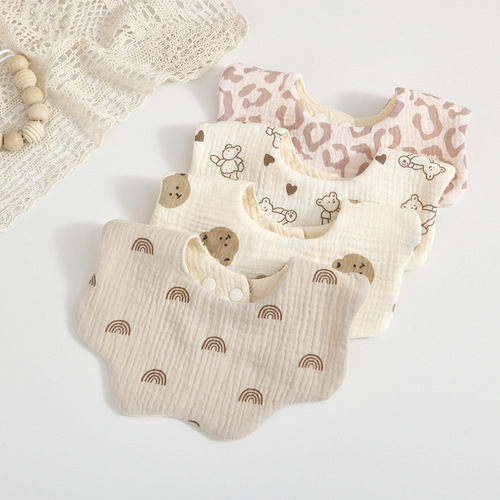 Korean style 6-layer cotton gauze flower bib Zou Zou cloth saliva towel 360 degree newborn bib baby anti-vomiting milk towel