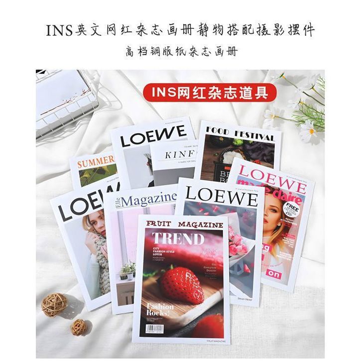 Ins Cover Character English Magazine 24 Pages Internet Celebrity High-Looking Matchinging Art Background Wall Ornaments Photo Props