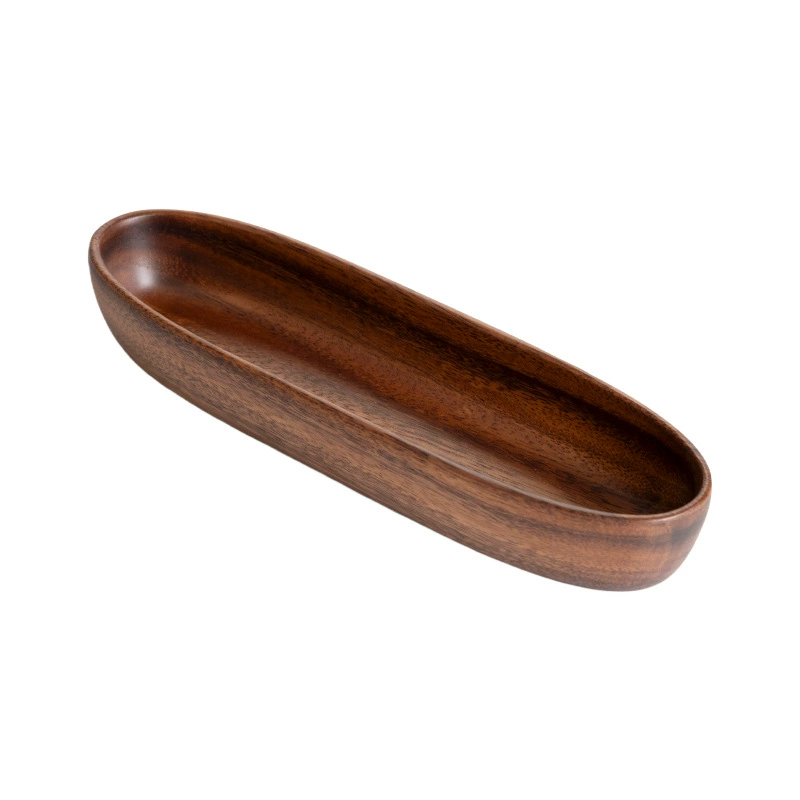 Ho Tao Wood Ship Bowl Poor Kimped Wooden Bowl Handmade Dessert Fruit Disk Home Retro Fruit Fruit Salad Bowl