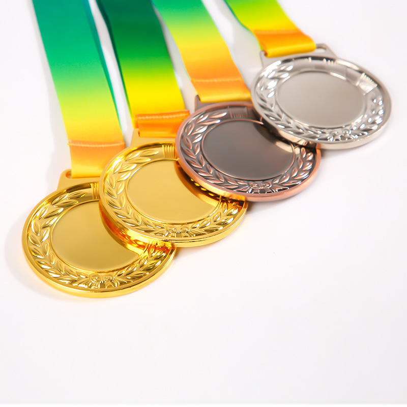 Juegos de maratón de la Escuela de la competencia fija jardín de infantes hecho de metal de los niños listado medalla de oro y plata Medalla de la competencia de cobre