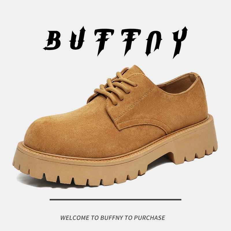 2024 новые осенние туфли с большой головой дерби ботинки Martin сапоги мужской ретро мото толстые подошвы для увеличения воздухопроницаемости меховые туфли