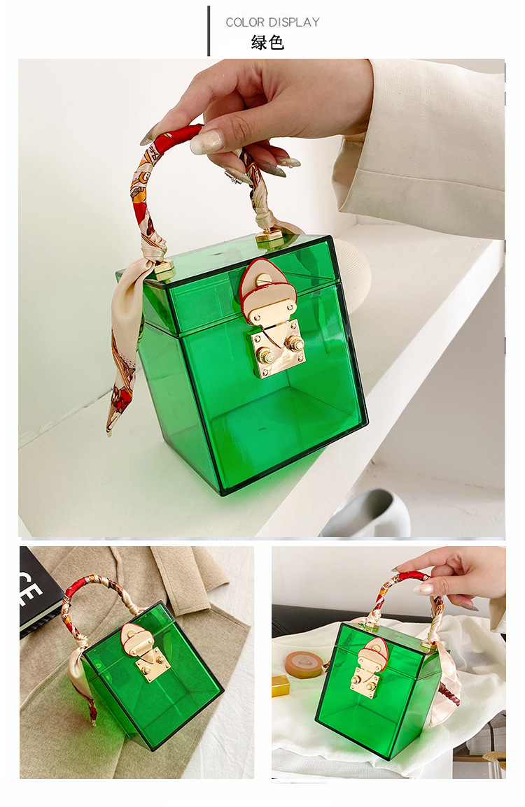 Korean Transparent Solid Color Handbag display picture 42