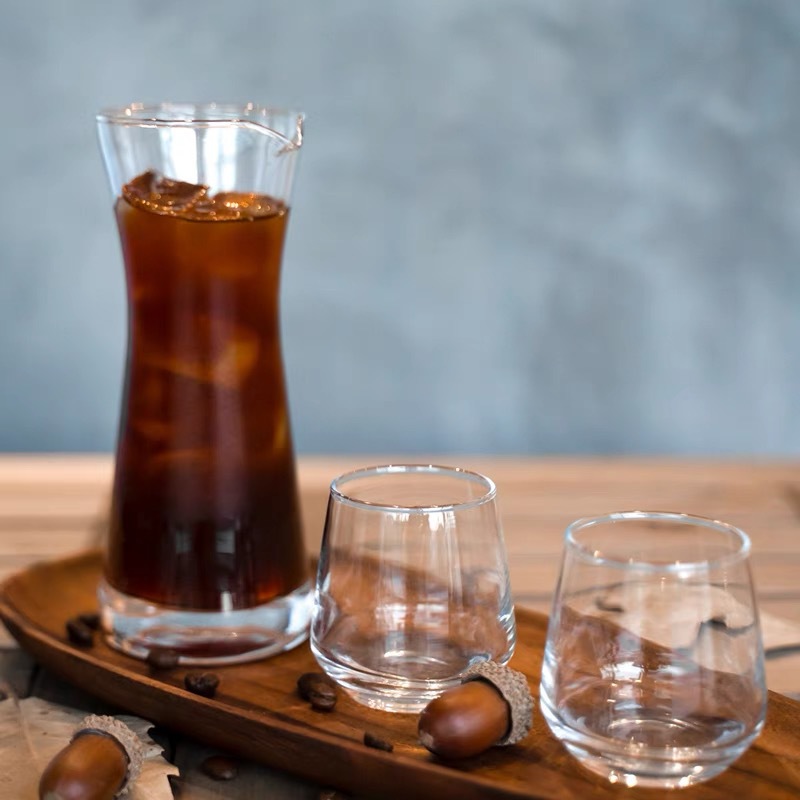 Juego de café de un solo producto de estilo japonés, café con leche, exquisito, transparente, simple, resistente al calor, taza de vidrio pequeña, olla para compartir café