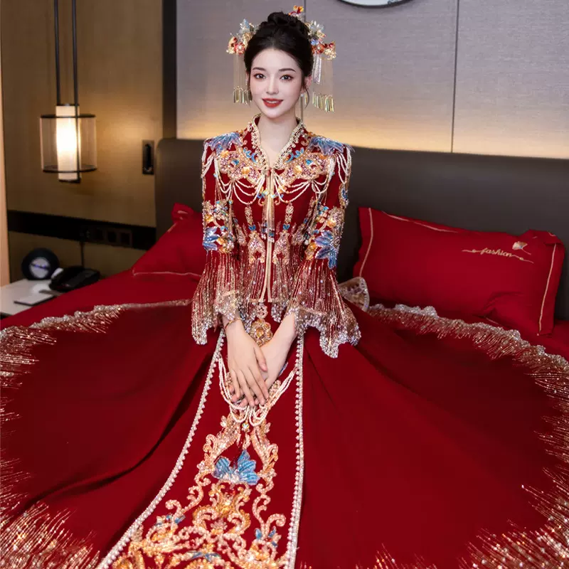 高档秀禾服2025秋冬新款中式重工敬酒服嫁衣显瘦婚纱礼服出阁礼服