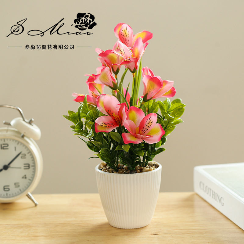 Flor artificial 10-cabeza pequeña huilan bonsai flor artificial bonsai fábrica suministro directo decoración interior pequeños adornos entrega de una sola pieza