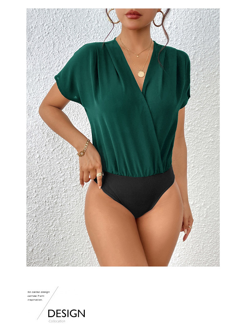 Chillgio Frauen soild lässig elegante Cat suits schicke koreanische Bluse Büro Stram pler Sommer V-Ausschnitt schlanke einteilige Kombination insgesamt – Detail 12