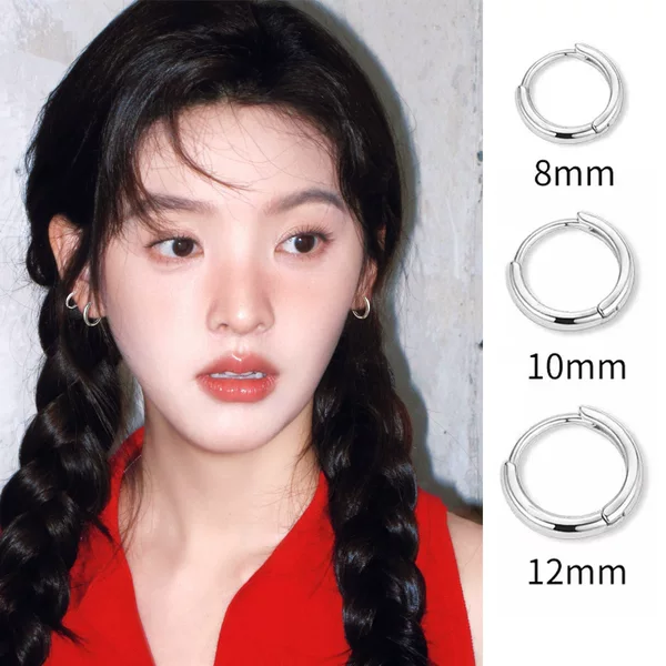 S925 Silver Needle Cross-Border Hot-Selling Earrings Niche High-End Plain Hoop Ear Clips Simple Ear Hoops Wholesale in Stock