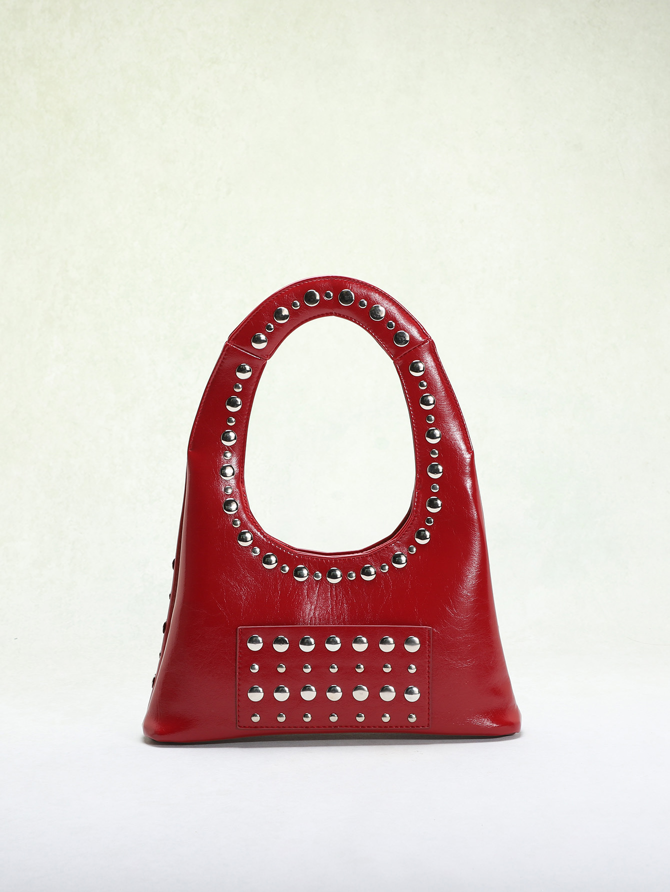 795g Weight Polyester Lining Material Rivet Fashion Element Open Closure Type Single Shoulder Strap Strap Type Shoulder Bag Bags Type Casual, Shopping Occasion Pu Leather Material Solid Color Pattern All Seasons Season Women's Gender Streetwear Style Dumpling Shape Shape Women's Pu Leather Solid Color Streetwear Rivet Dumpling Shape Open Shoulder Bag 12