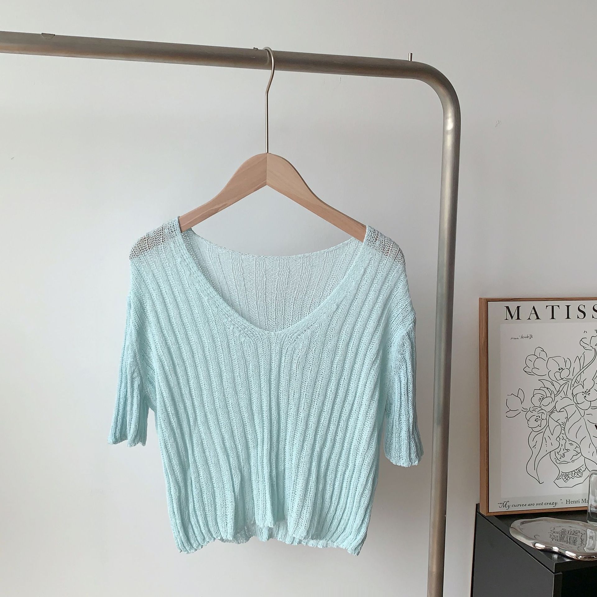 Knitted summer design short white short sleeve T-shirt