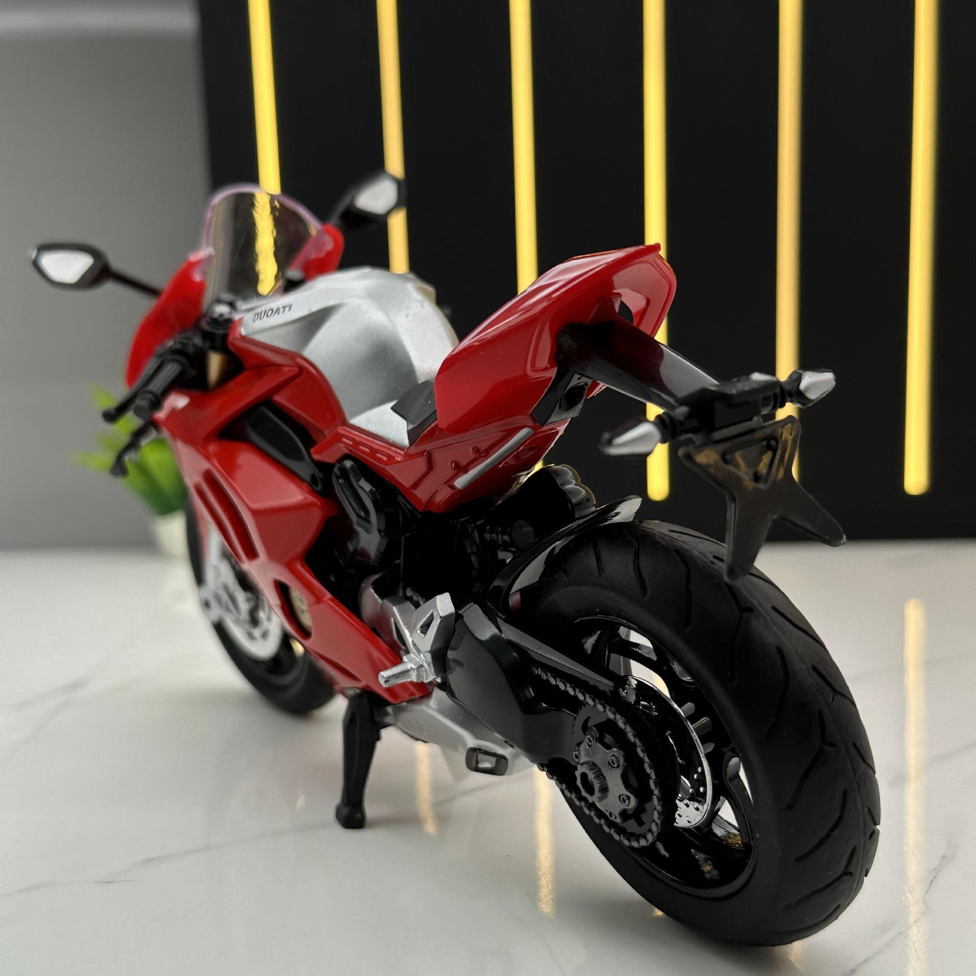 Huayi modelo de coche de aleación 1:12 du Kadi V4S motocicleta con sonido y luz coche de juguete modelo de música colección de decoración