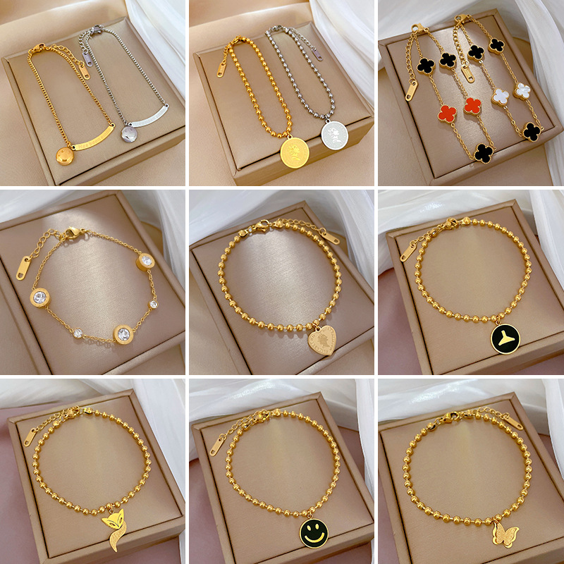 Cartoon Style Constellation Titanium Steel Inlaid Gold Bracelets