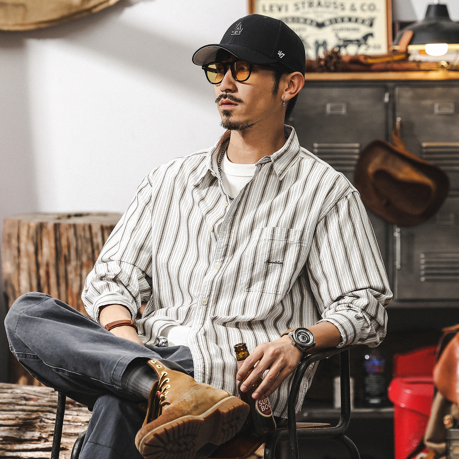 Retro classic spring Japanese cotton shirt for leisure