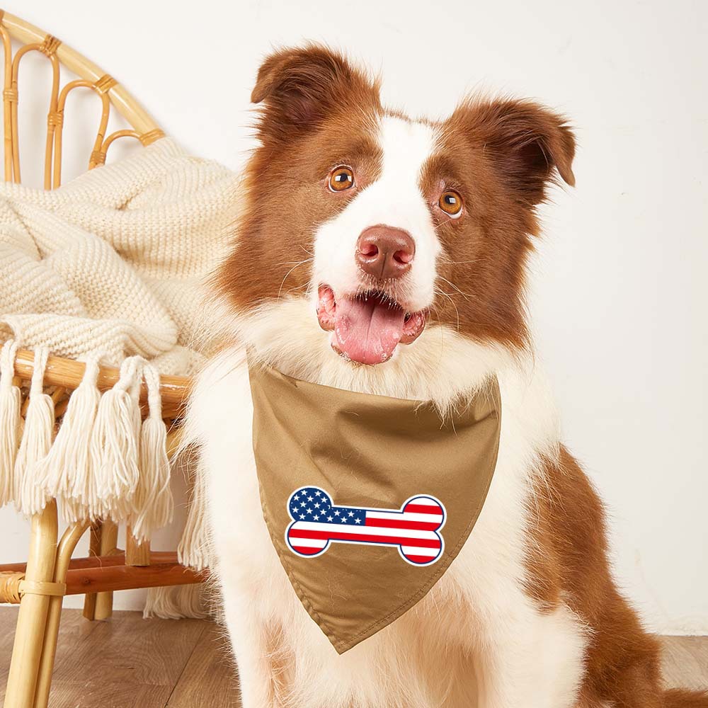 Fabricante en stock nuevo transfronterizo Día DE LA Independencia Americana mascota triángulo Toalla de algodón de una sola capa mascota bufanda perro saliva toalla