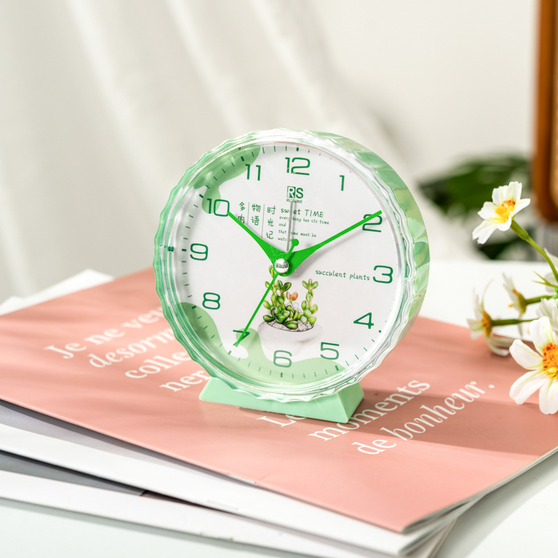 Fábrica directa reloj de cristal despertador redondo simple escaneo silencioso movimiento estudiantes y niños pueden usar atmósfera conveniente