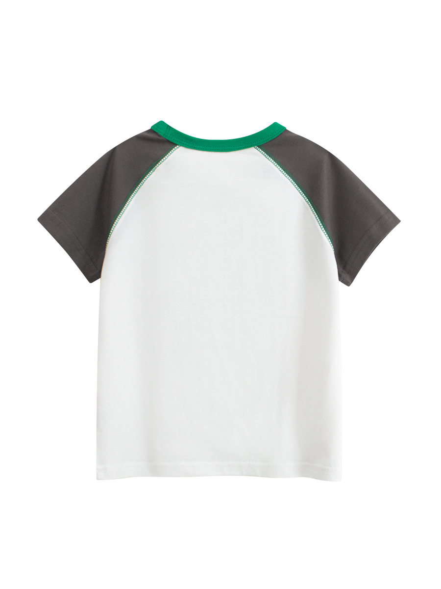 27kids camiseta de manga corta para niños de verano 2025 ropa para niños versión coreana del oso de surf ropa de raglán para bebés al por mayor