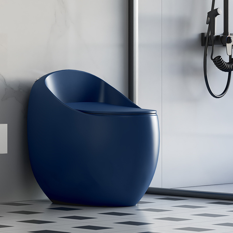 Venta al por mayor inodoro de cerámica creativo simple inodoro en forma de huevo pequeño apartamento sifón mudo hogar integrado baño inodoro