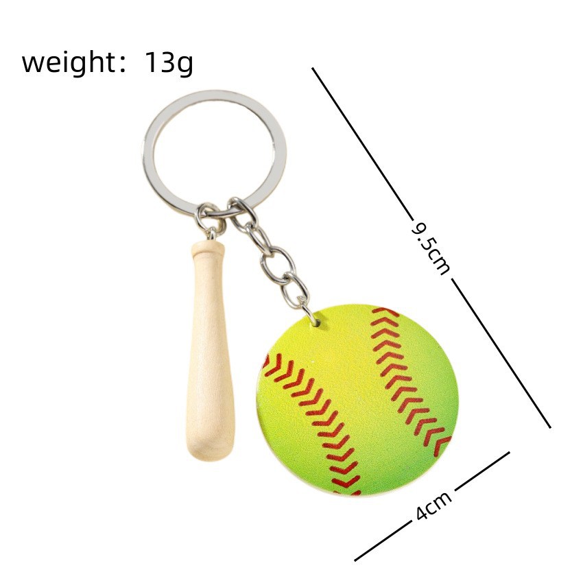 12g Weight Keychain Classification 1 Piece Quantity Daily Occasion Wood Material Baseball Pattern Unisex Gender Sports Style 1 Piece Sports Baseball Wood Unisex Keychain 8