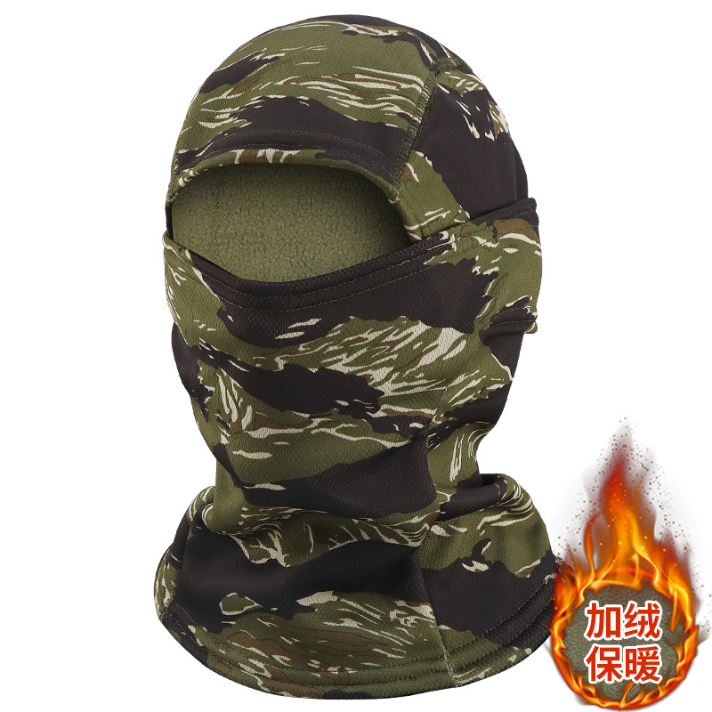Camuflaje más capucha de terciopelo máscara de ciclismo al aire libre escalada sombrero a prueba de frío máscara táctica cálida protección contra el frío en invierno transfronterizo