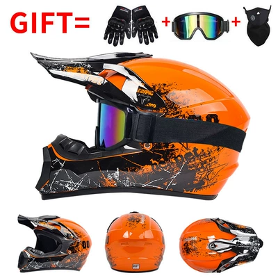 Motorcycle Safety Supplies — Go-Kart Downhill Bicycle Helmets - orange-00-exclusive-for-foreign-trade-includes-three-piece-gift-set-s-55-56-head-circumference