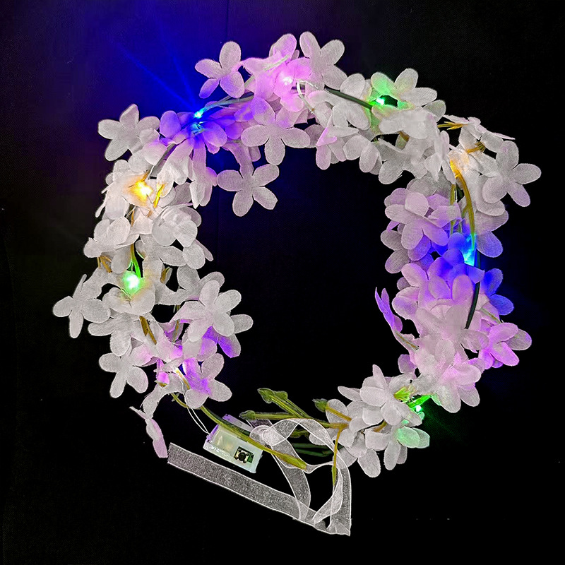 Ventas transfronterizas de guirnaldas hawaianas productos acabados guirnaldas de clavo de lilac escénicas lugar de mercado nocturno puestos juguetes luminosos