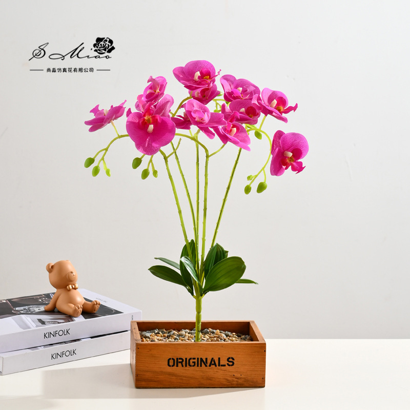 Flor falsa 5 tenedor 15 sensación de orquídea mariposa bonsai fábrica de flores de decoración directa para el hogar adornos de imitación maceta image 17