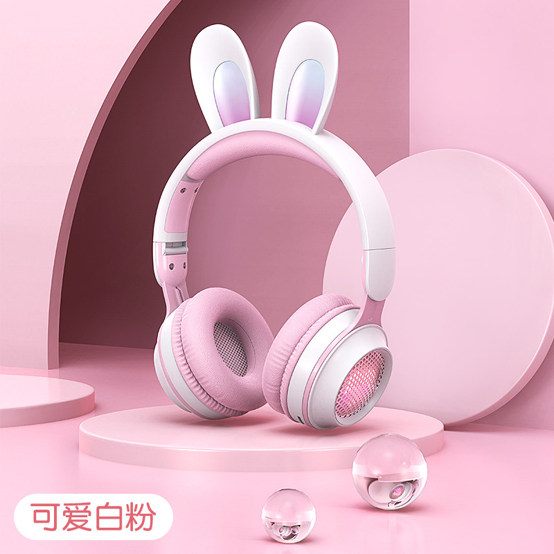 クロスボーダーうさ耳ヘッドマウントワイヤレス発光Bluetoothヘッドセットかわいい女の子ヘッドセットKE11はTFカードを挿入してユニバーサルにすることができます|undefined