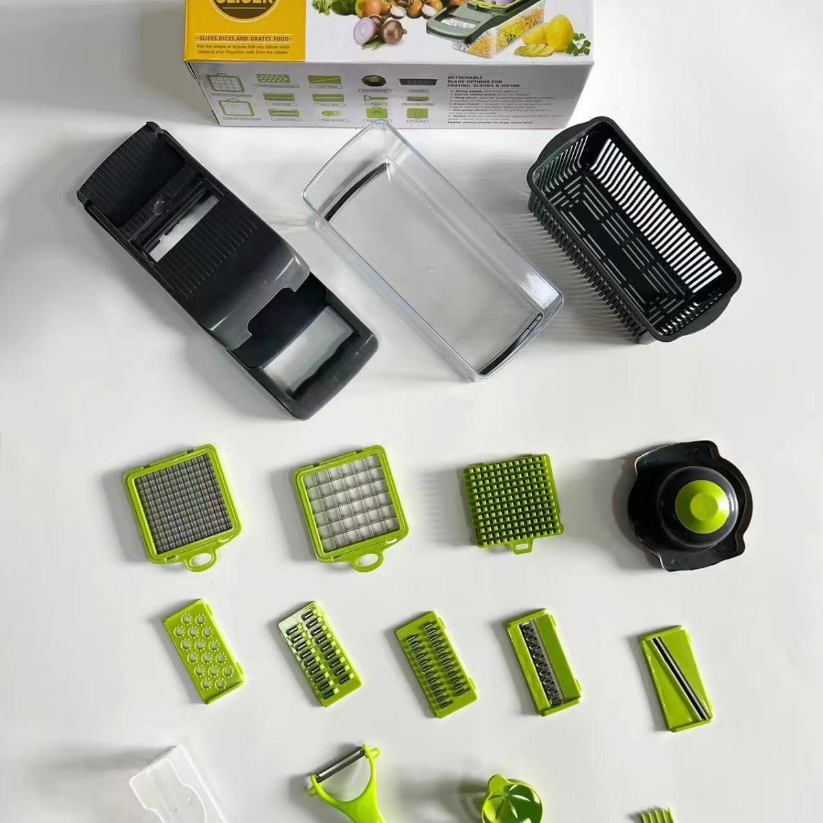 Cross-border multi-función DE CORTADOR de verduras rallador de patata hogar cocina vegetal cortador de verduras portátil conjunto de 16 piezas