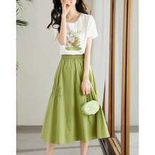 广州十三行法式印花连衣裙女夏装设计感小清新甜美套装裙子小个子