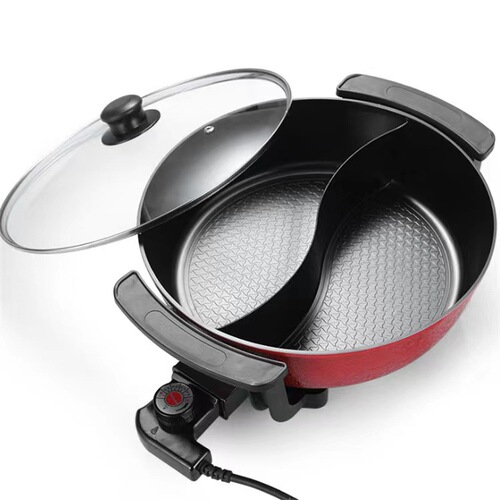 Korean-style large-capacity couple electric hot pot with multifunctional stewing and roasting, household electric cooking pot, smoke-free non-stick gift pot