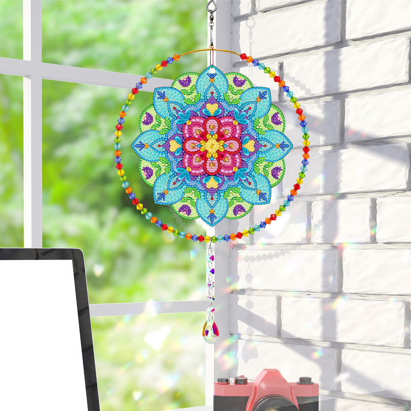 Cross-Border DIY Diamond Painting Wind Chime Hanging Picture Home Balcony Living Room Decoration Pendant High-End Handmade Diamond Pendant
