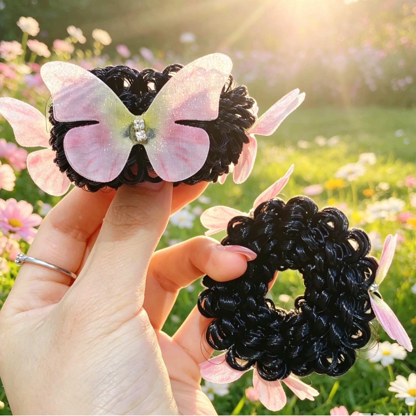 Summer Festival New Style Children's Tulle Butterfly Flower Bun Hairband for Girls, Super Fairy Updo Hairband Hair Accessory